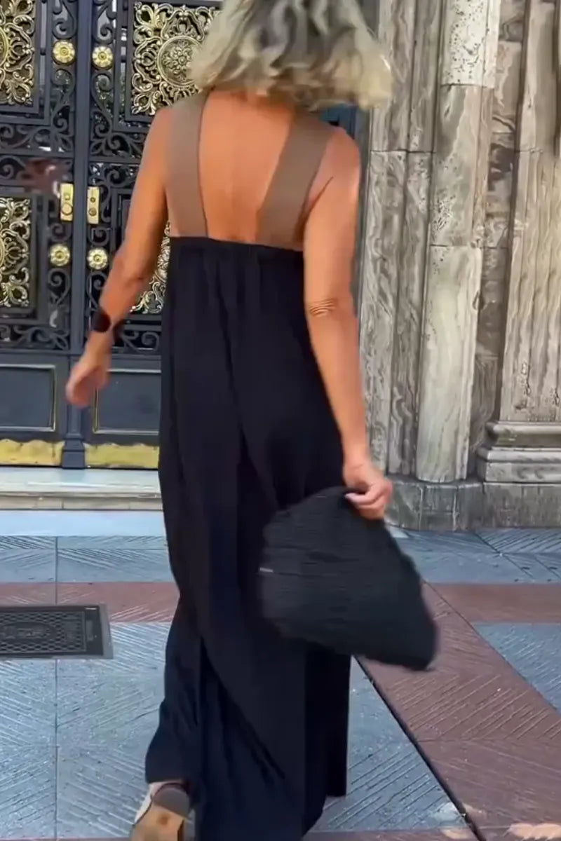 ✨Spring Sale - Women's Cross Halter Neck Sleeveless Stitching Dress