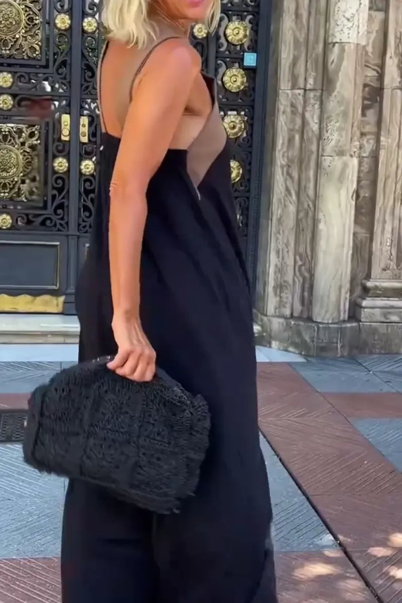 ✨Spring Sale - Women's Cross Halter Neck Sleeveless Stitching Dress