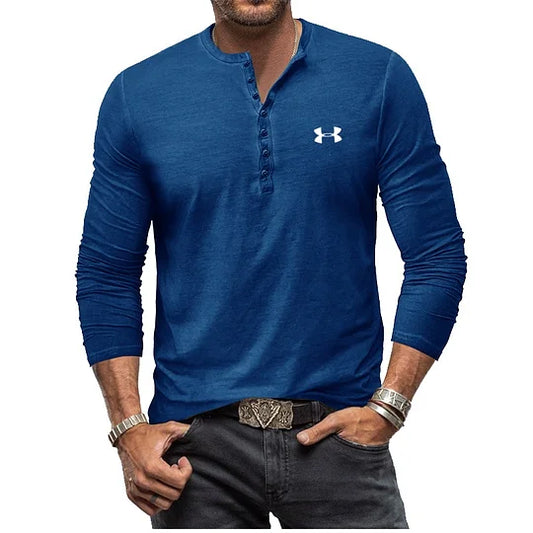 Men's Henley Vintage Long Sleeve T-Shirt